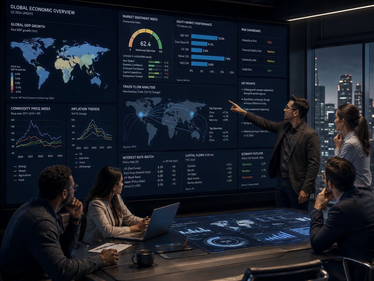 Analysts working through economic indicators
