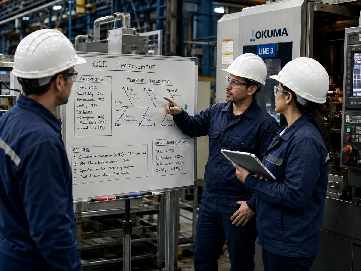 A set working on a production line problem