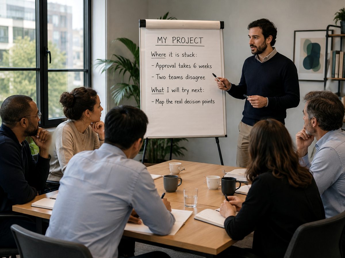 People taking part in a practical leadership development session